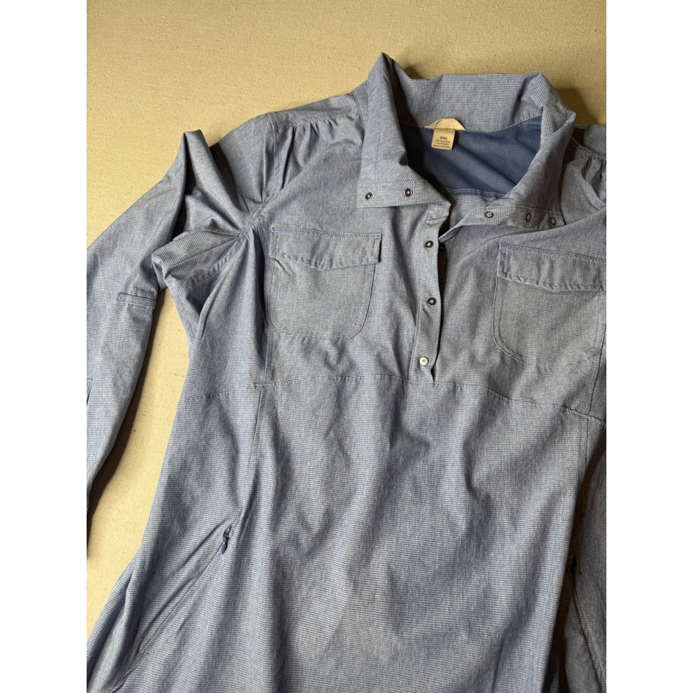 Duluth Trading Co Women 2XL Blue Grey Utility Pullover Tunic Vented Back Top